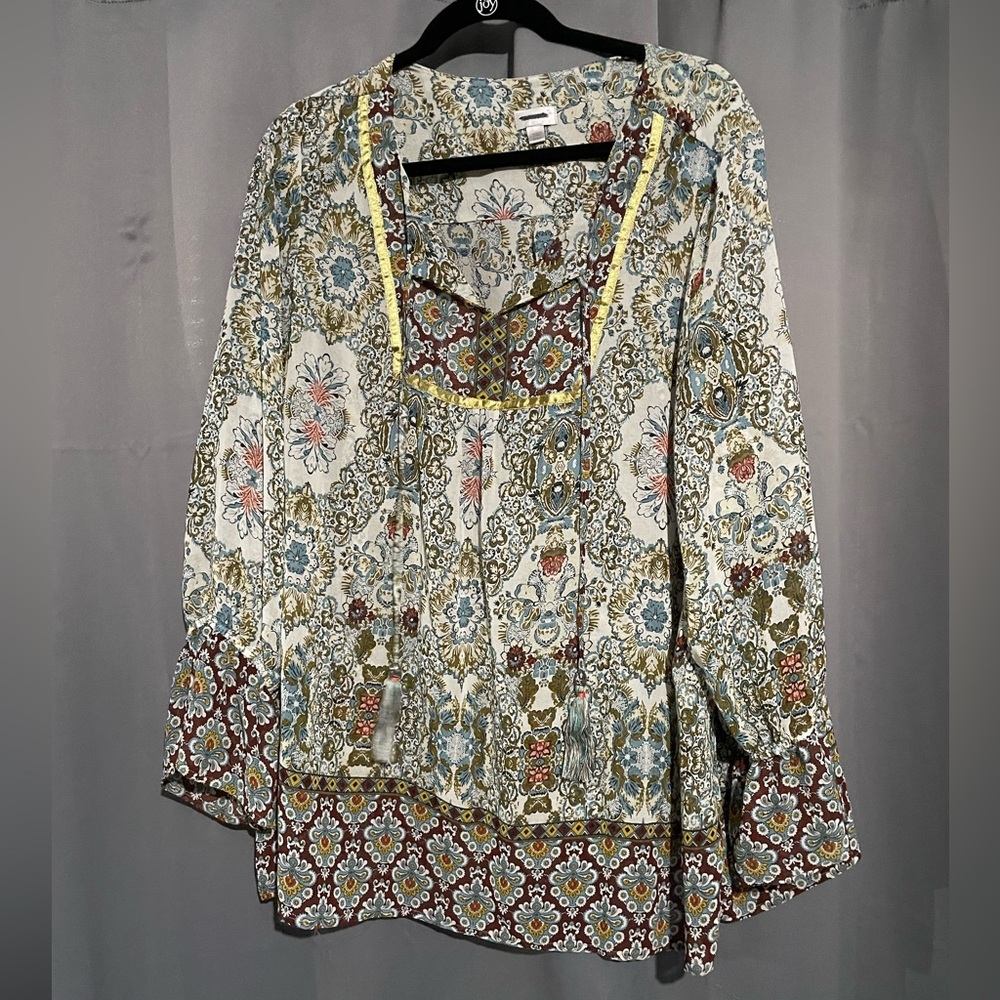 Avenue, bell sleeve blouse.